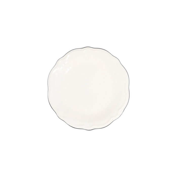 Hermia Platin Yaldız Fulya 53 YTKM Juego de Cena de Porcelana Blanco y Plata